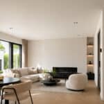 Witte en beige woonkamer interieur