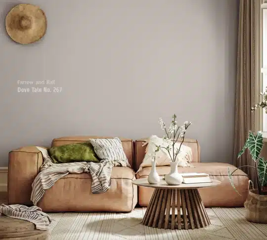 Dove Tale Farrow and Ball voorbeeld op de muur