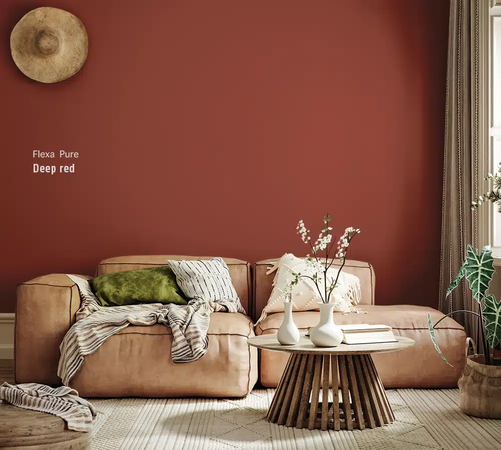 Deep Red van Flexa Pure op de muur
