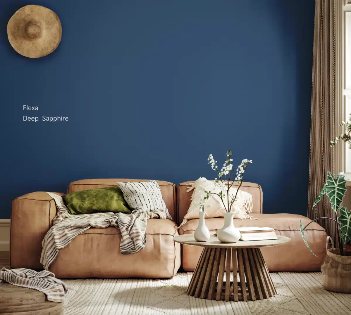 Flexa kleur Deep Sapphire op een muur