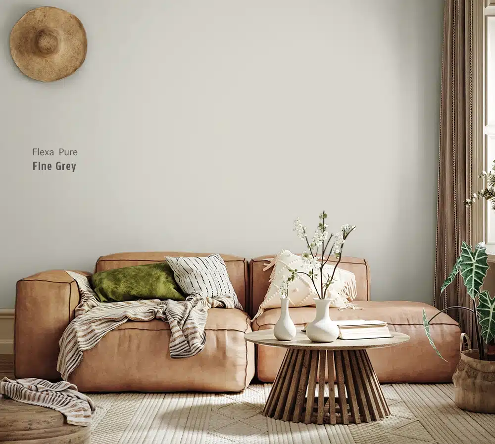 Flexa Pure Fine Grey voorbeeld op de muur