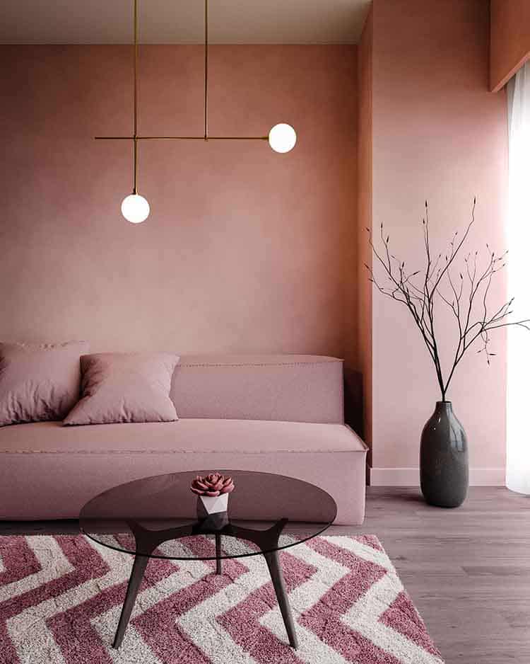 Roze kleuren voorbeeld muur